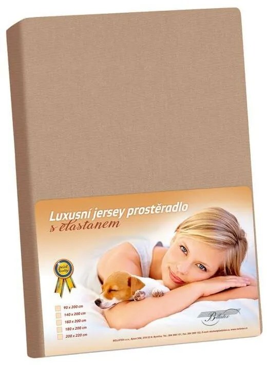 Bellatex Prześcieradło jersey z elastanem kawowy, 90 x 200 cm