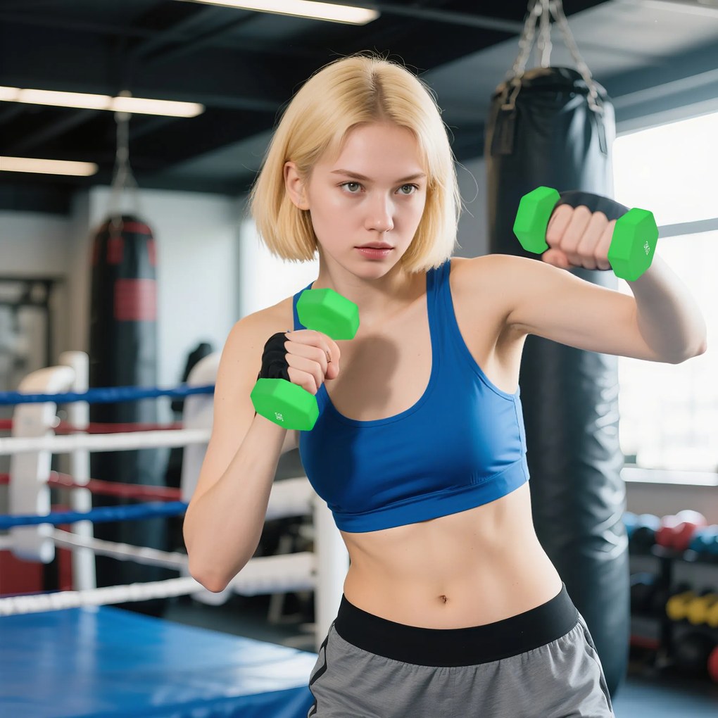 SPORTNOW Zestaw hantli 4 pary ze stojakiem, antypoślizgowe uchwyty, 1-4 kg, sześciokątny | Aosom PL