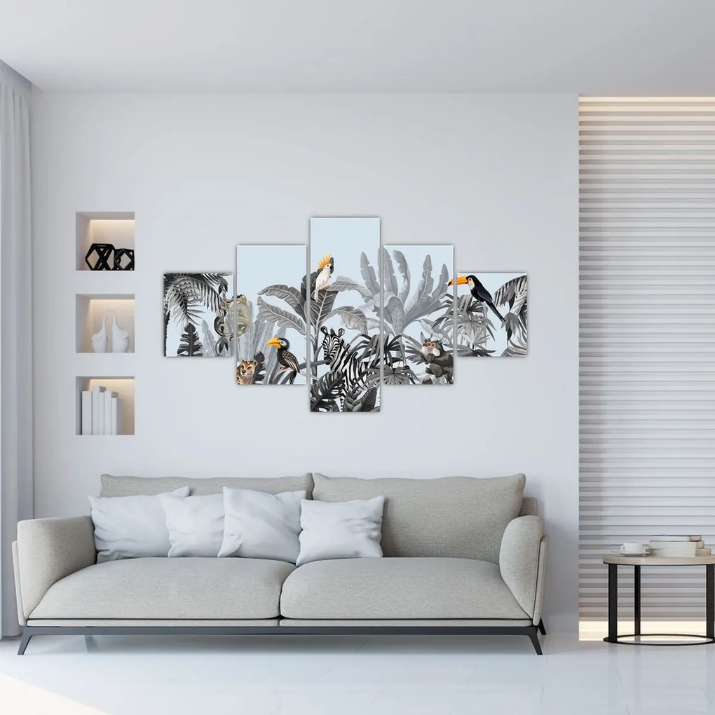 Obraz zwierząt w tropikalnym lesie (125x70 cm)