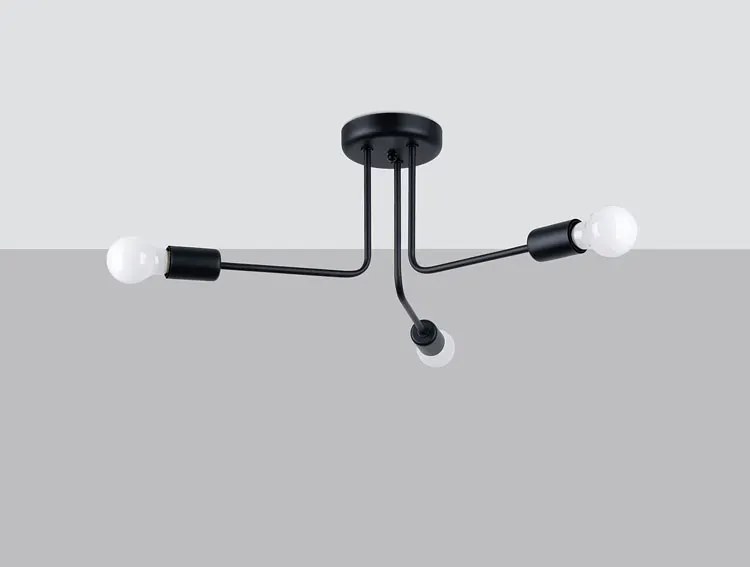Czarna loftowa lampa sufitowa z 3 ramionami - A630-Karinn