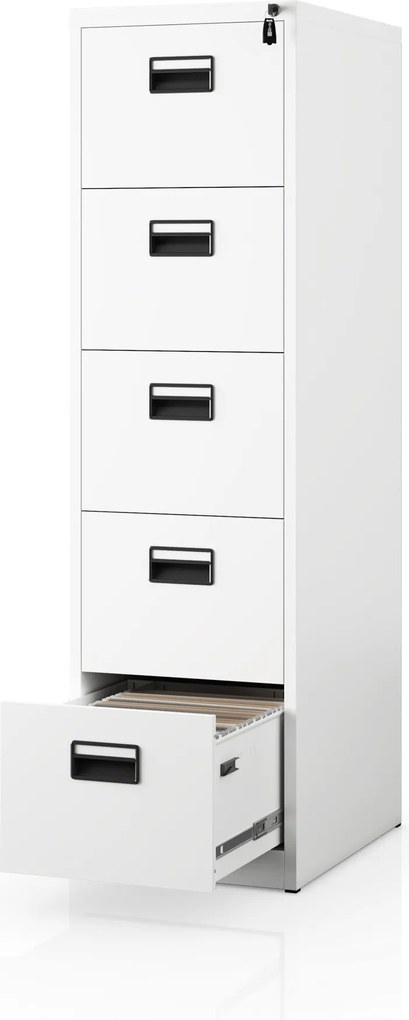Szafa kartotekowa metalowa z 5 szufladami biała, 460x1625.5x600 mm: SARA V5