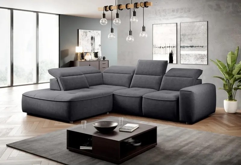 Narożnik COLOMBO L Lewostronny z elektryczną funkcją spania pojemnikiem ELEMENT 01 Grafitowy WERSAL