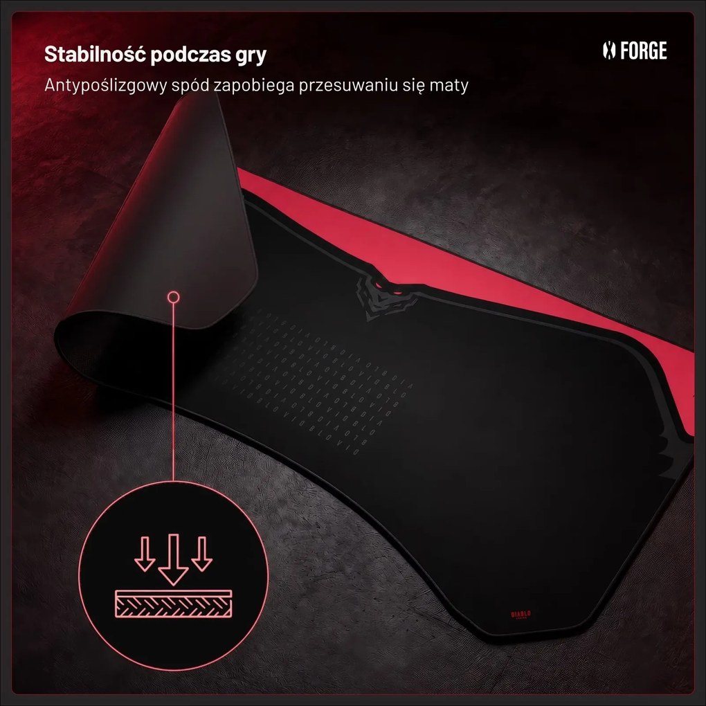 Podkładka ochronna na biurko Diablo X-Forge 120 cm, Bloody Mary