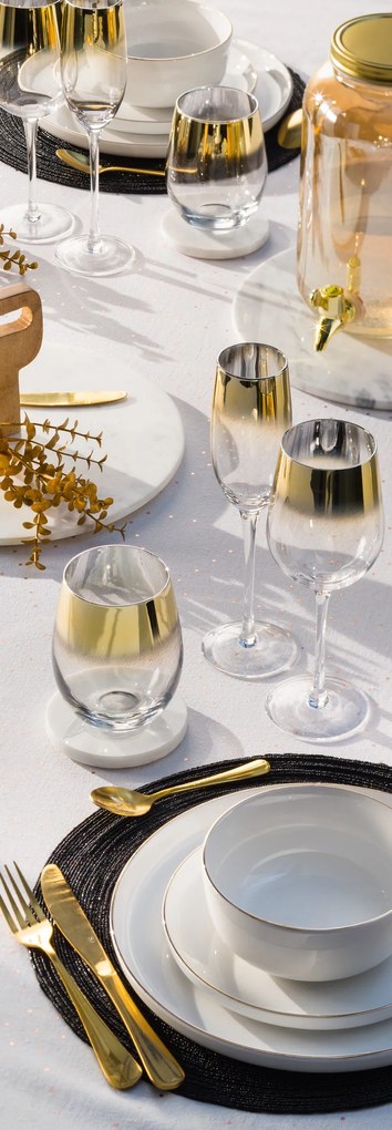 Talerze deserowe porcelanowe SUBLIMA, złota obwódka, 6 sztuk x Ø 20 cm