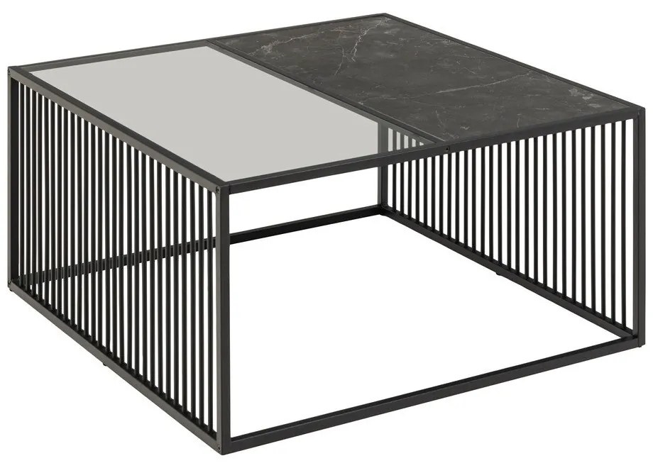 Czarny stolik ze szklanym blatem 80x80 cm Strington – Actona