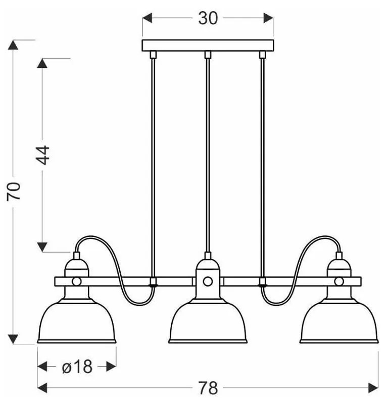 Czarna lampa wisząca z metalowym kloszem 18x78 cm Reno – Candellux Lighting