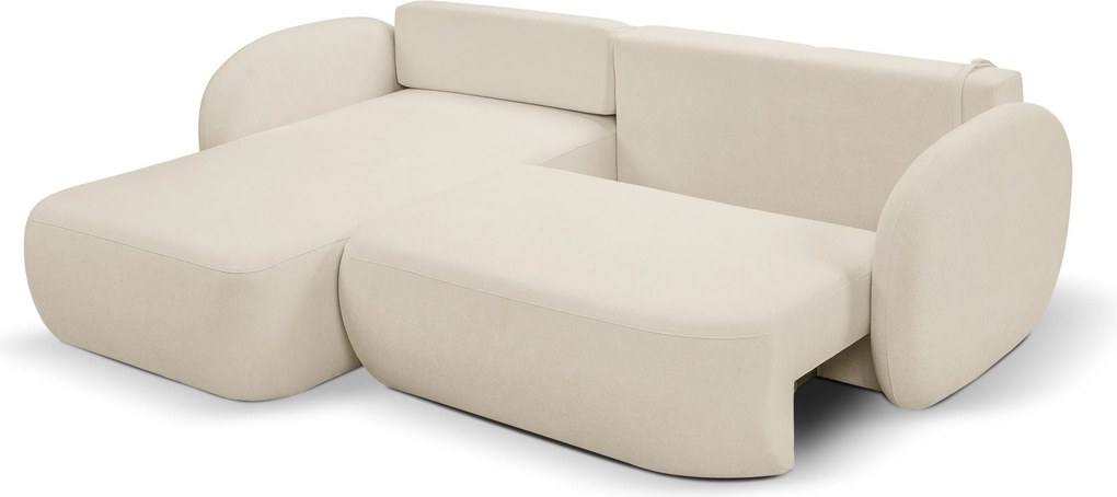Masseno Narożnik AMICO z funkcją spania i pojemnikiem na pościel Narozniki L, Rozkładana sofa - Kremowy, SICURO 55