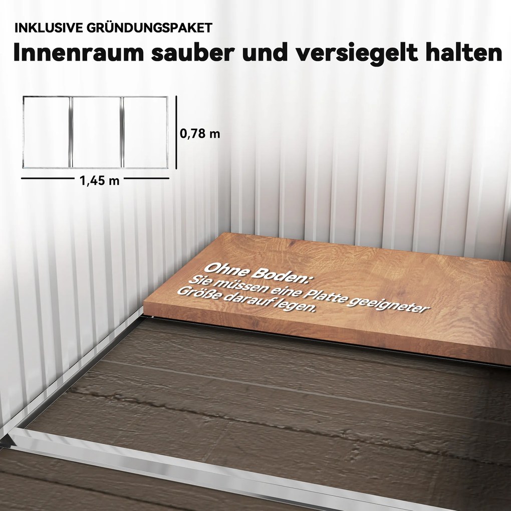 Outsunny Szopa ogrodowa, zewnętrzna szopa z blachy falistej, design ścian, regulowane półki, zamykane drzwi ciemnoszary