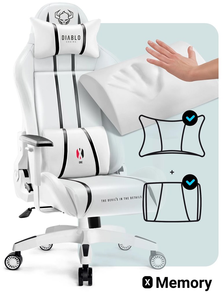 Fotel gamingowy Diablo X-One 2.0 King Size, biało-czarny