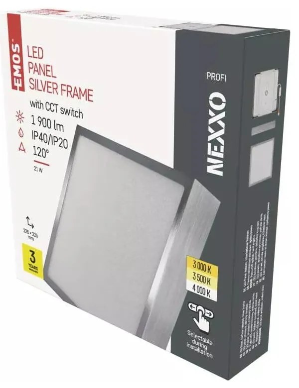 Lampa sufitowa LED w kolorze srebra z połyskiem 22.5x22.5 cm Nexxo – EMOS