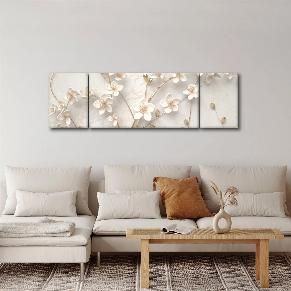 Obraz - Złoty kwiat - abstrakcja (170x50 cm)