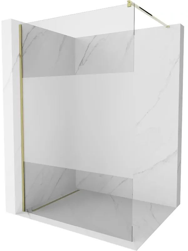 Mexen Kioto ścianka prysznicowa Walk-in 110 x 200 cm, transparent/szron 8 mm, złota - 800-110-101-50-35