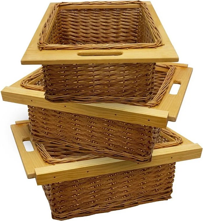 3 x Wysuwane kosze kuchenne z wikliny 500 mm