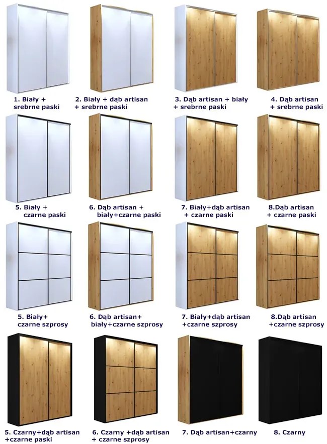 Szafa przesuwna biała + czarne paski B4-F91