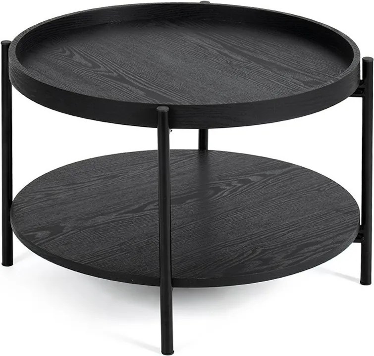 Czarny okrągły stolik w dekorze dębu ø 64 cm Hagen – Bonami Essentials