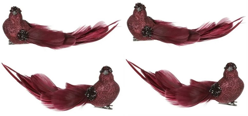 Zestaw ptaszków na klipsie, fioletowy, 4 szt.