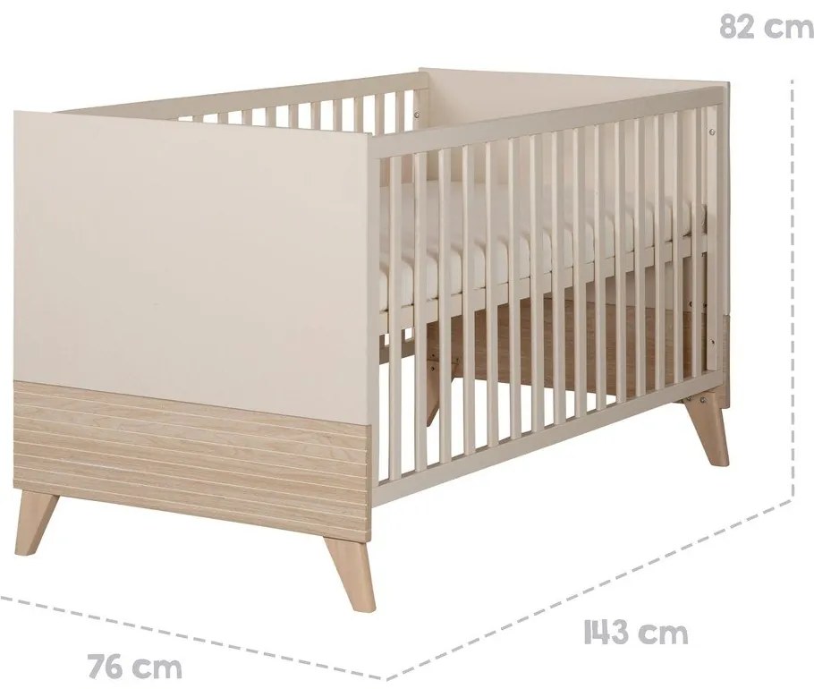 Beżowe łóżeczko z regulowaną wysokością 70x140 cm Sidney – Roba