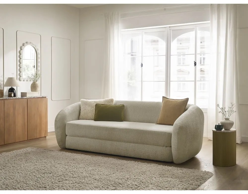 Jasnobrązowa rozkładana sofa z tkaniny szenilowej 228 cm Neyo – Bobochic Paris