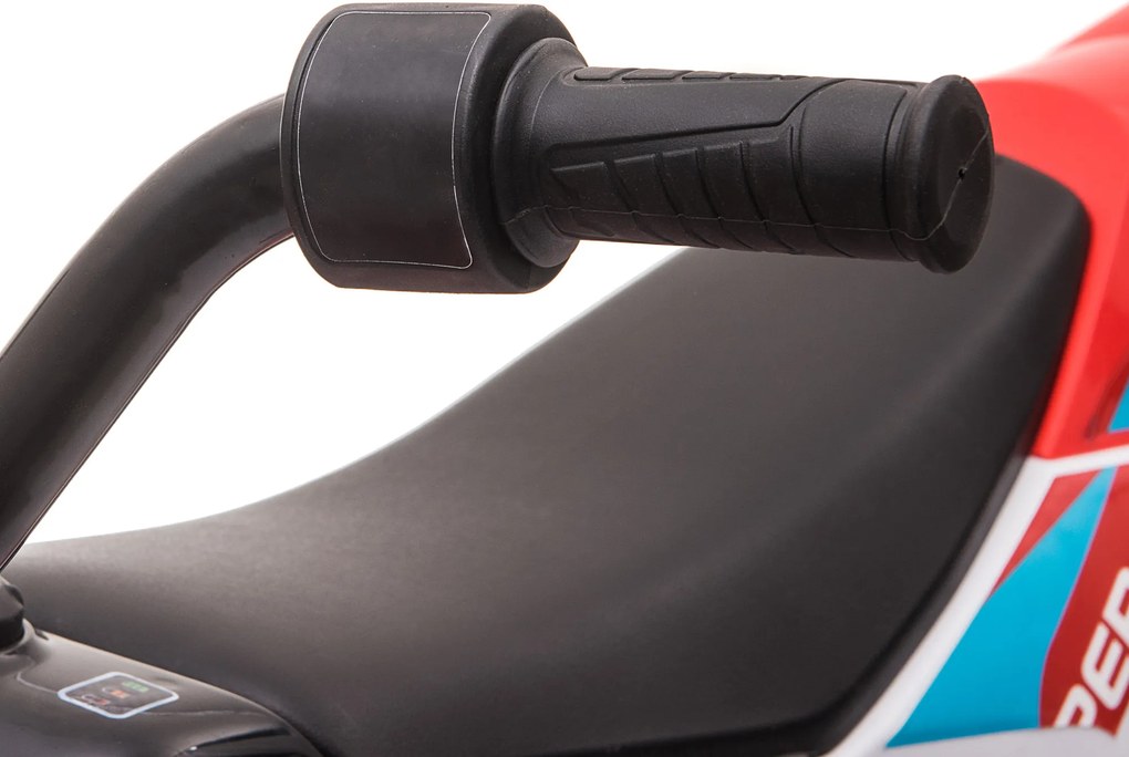 HOMCOM Motocykl Dla Dzieci, Elektryczny, 45 Minut Jazdy, z Kółkami Stabilizacyjnymi, od 3 Lat, Czerwony+Biały, 106,5 x 51,5 x 68 cm