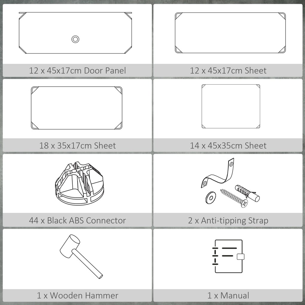HOMCOM Regał na buty, 12 skrzynek na 24 pary butów, Plastik, Czarny+Biały