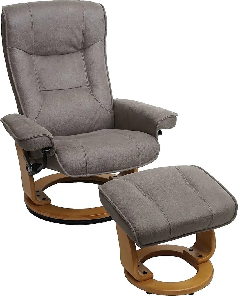 Fotel relaksacyjny Halifax,  jasnoszary, naturalny brąz