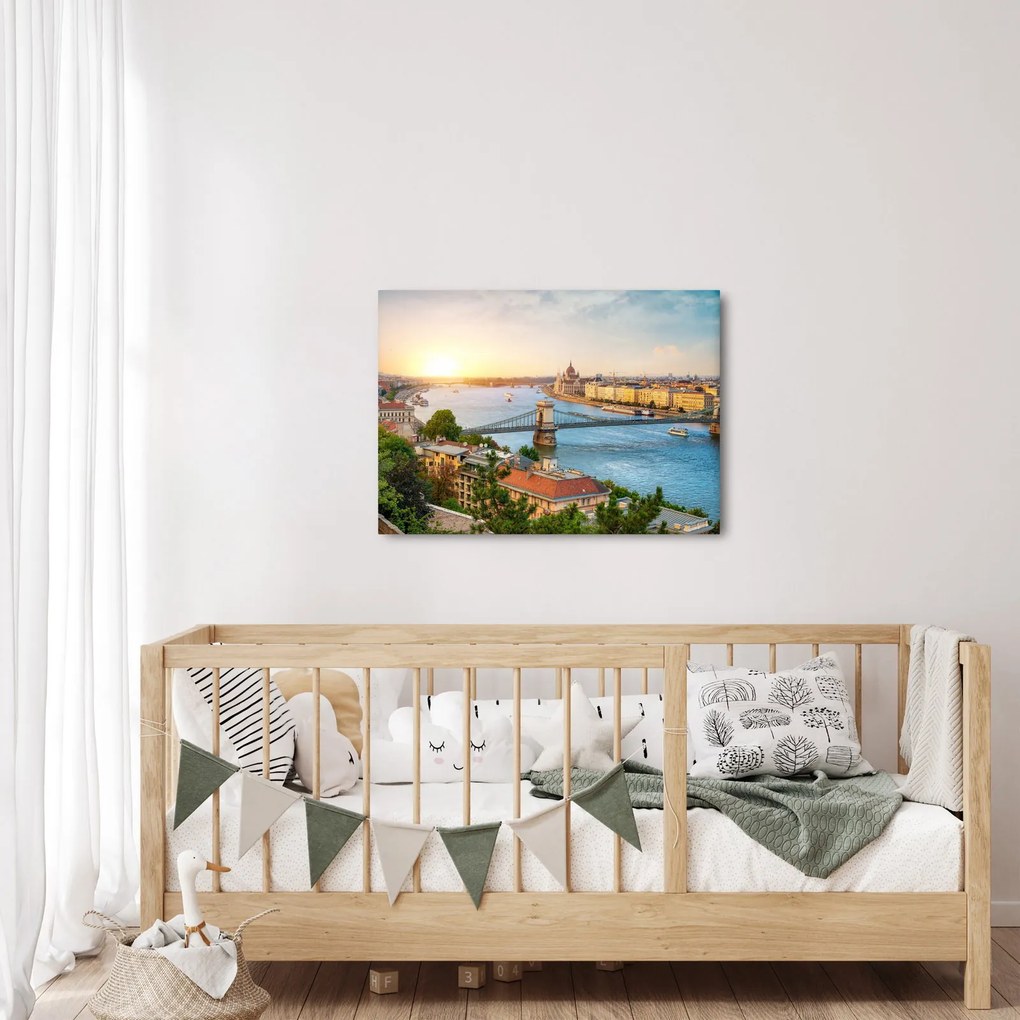 Obraz miasta Budapeszt z rzeką (70x50 cm)