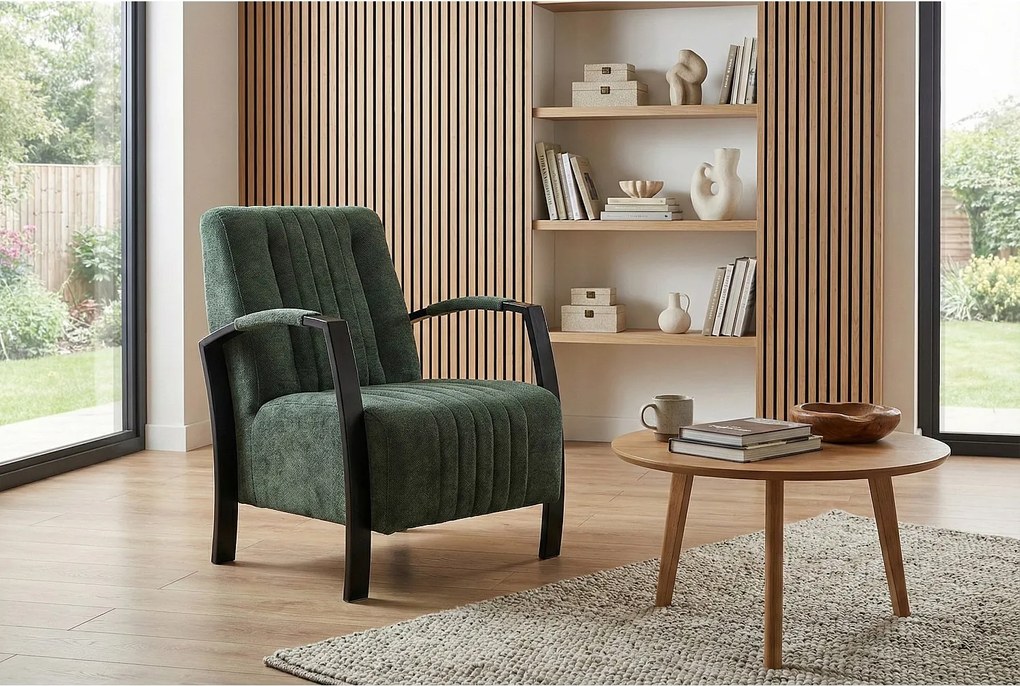 Nowoczesny fotel Looft w kolorze zielonym-ponadczasowy styl