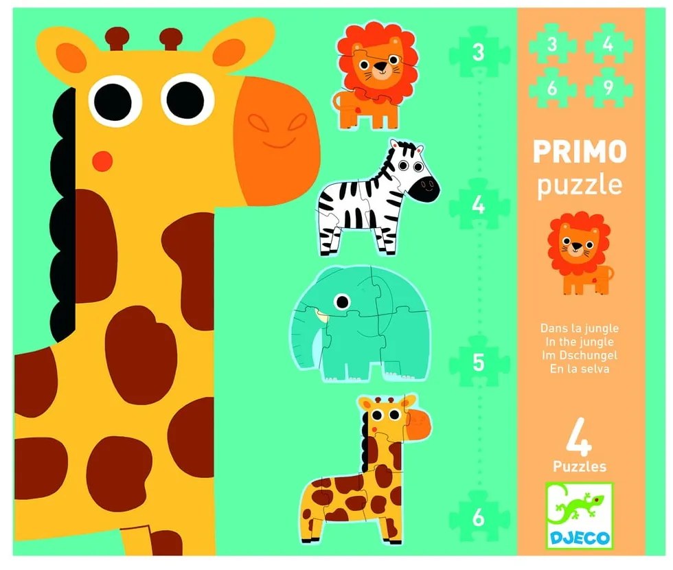 Zestaw 4 dziecięcych puzzlí Djeco Mini Jungle