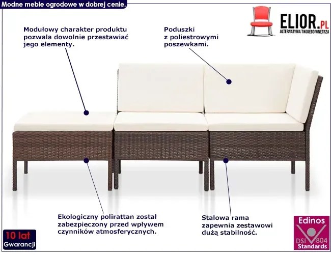 Zestaw brązowych mebli ogrodowych Kadion 4X