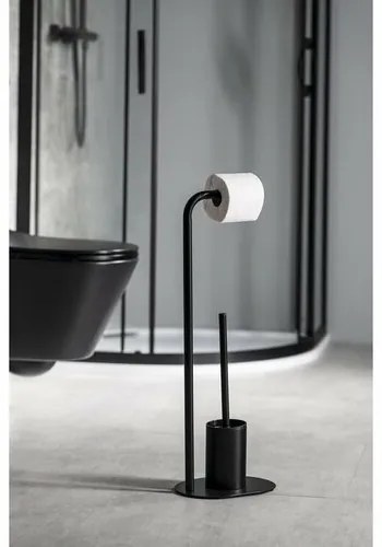 AQUALINE SB236 Samba stojak z uchwytem na papiertoaletowy i szczotką do WC, czarny