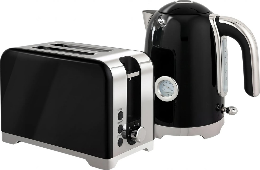 HOMCOM Zestaw czajnik i toster z termometrem, 1,7 l, czajnik 2200 W, toster 2-szczelinowy z 7 stopniami opiekania | Aosom PL