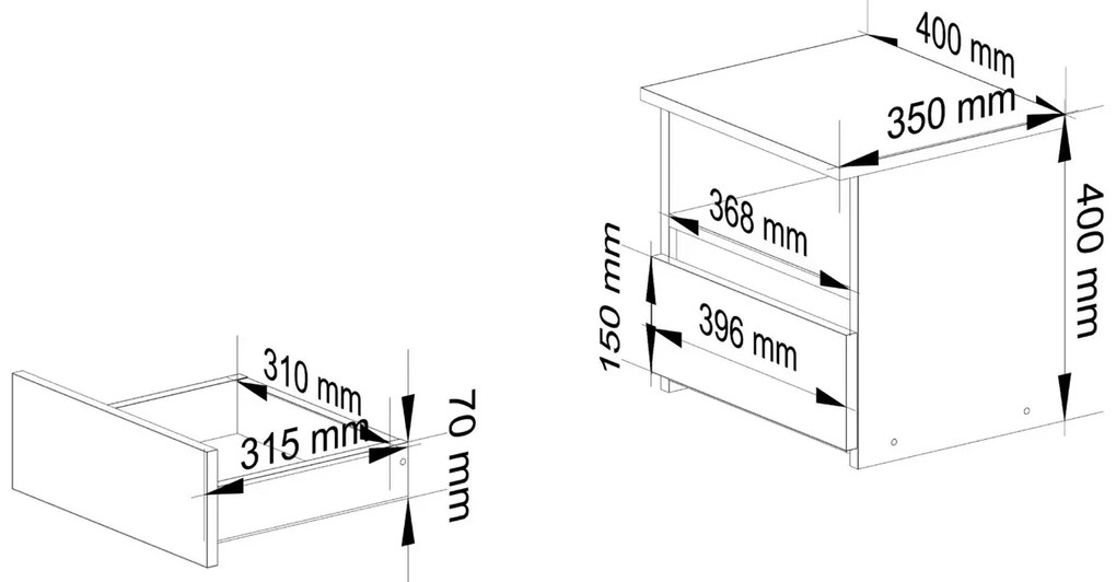 Szafka nocna z szufladą 40 cm olcha - Soberi