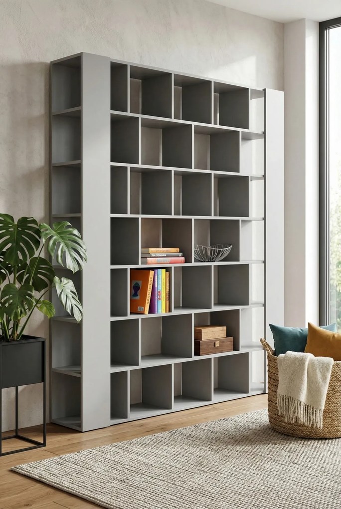 Szary nowoczesny regał biblioteczka na książki S9-N41