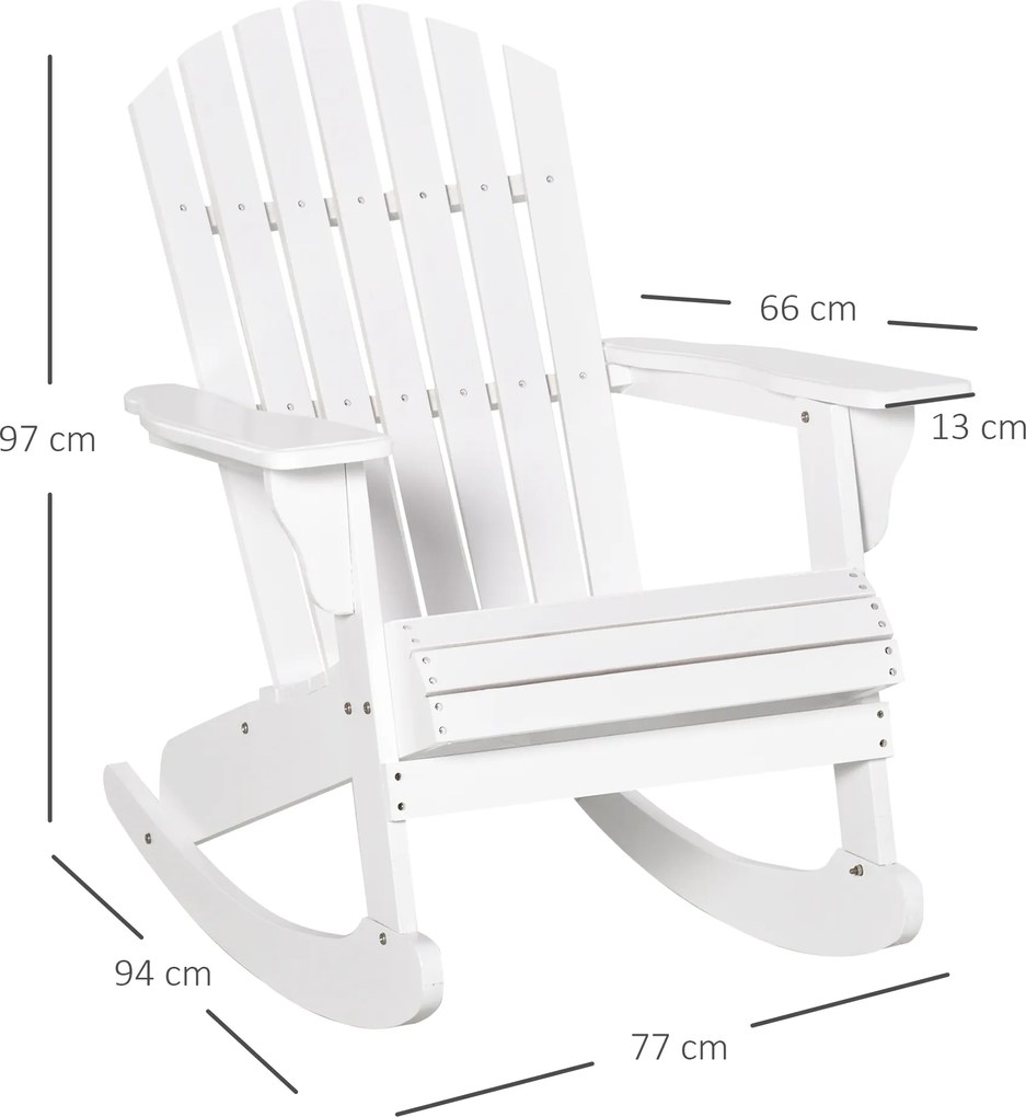 Outsunny krzesło ogrodowe Adirondack, białe, 77 x 94 x 97 cm