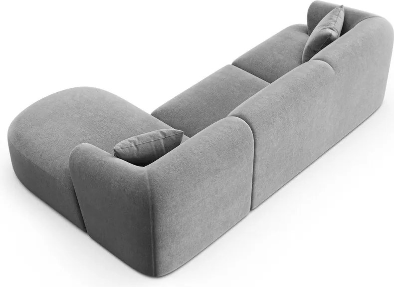 Jasnoszary aksamitny narożnik (prawostronny/z szezlongiem) Campi – Cosmopolitan Design