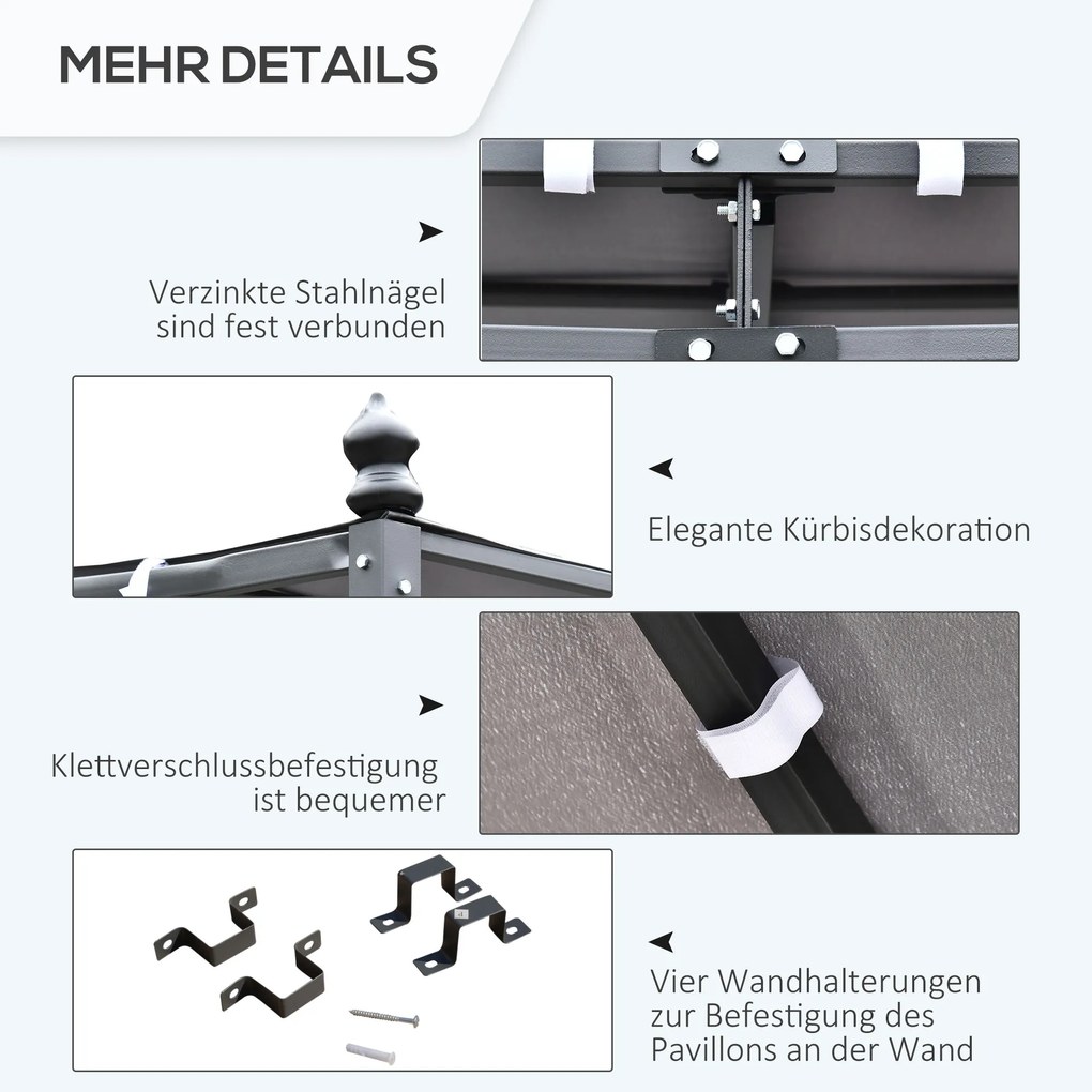 Outsunny Pergola 3x3 297x297cm Pergola z zakrzywionym dachem na taras Aosom PL