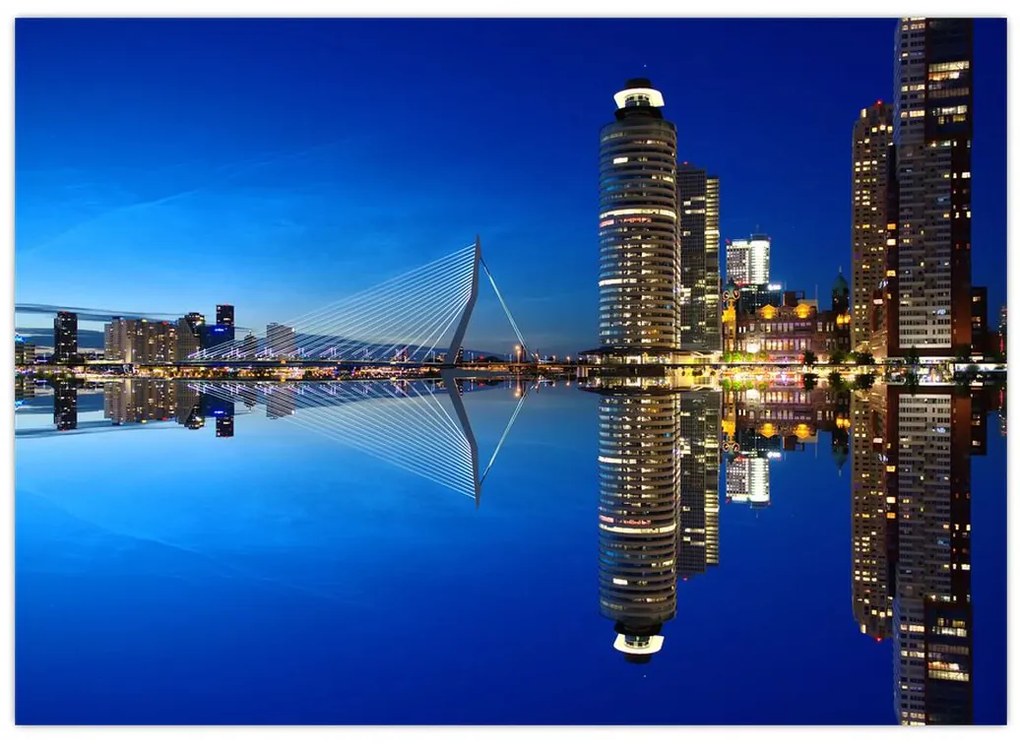 Zdjęcie - Rotterdam nocą (70x50 cm)
