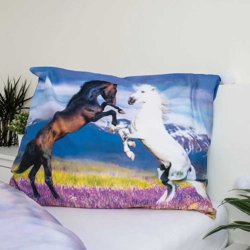 Bawełniana pościel dziecięca jednoosobowa 140x200 cm Horse "Meadow" – Jerry Fabrics