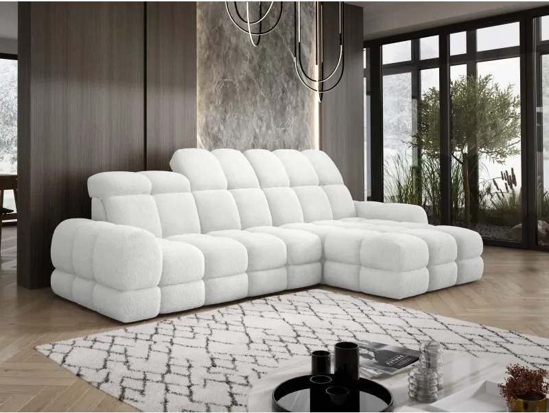 Narożnik TOLLO MINI S Prawostronny Elektryczna regulacja Bubble 01 kolor Biały WERSAL