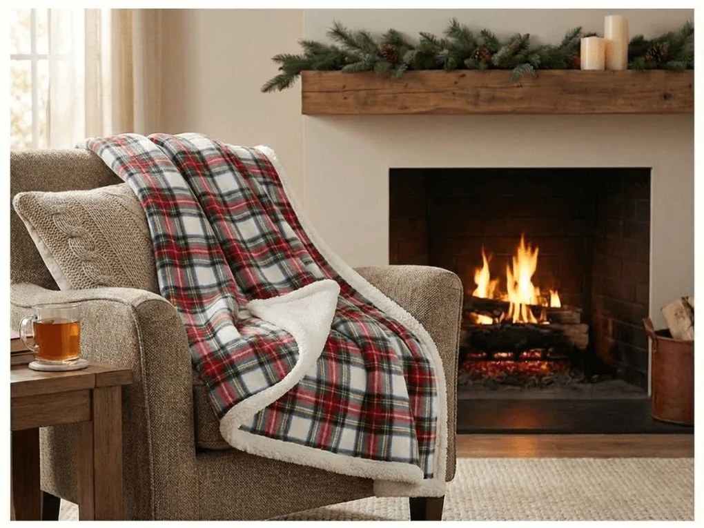 Koc z baranka z mikropluszu BUFFALO TARTAN kolorowa Rozmiar: 150 x 200 cm