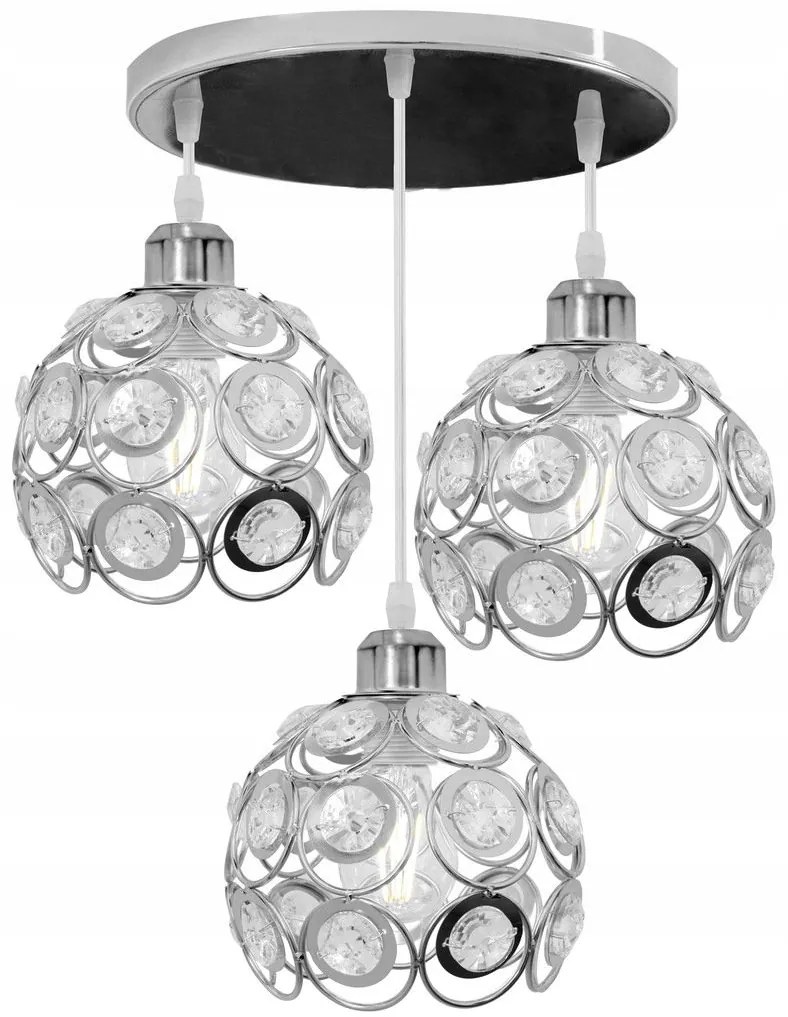 Lampa wisząca sufitowa APP210-3CPR KRYSZTAŁ SREBRNA