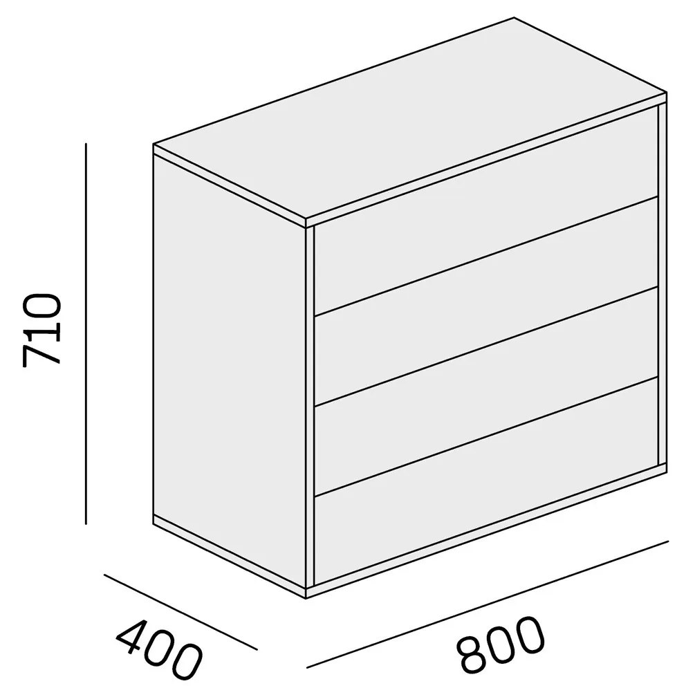 Szafka biurowa niska BLOCK Wood, 4 szuflady