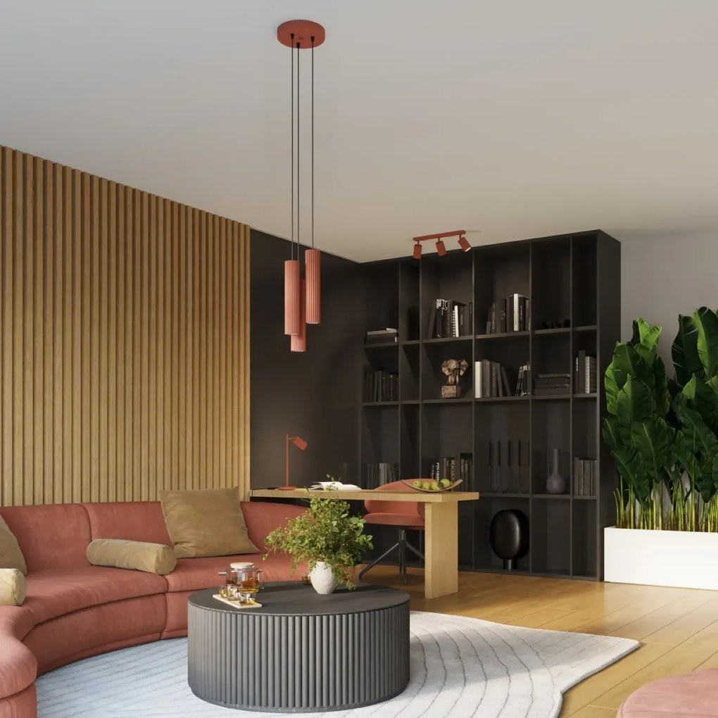 Listwa oświetleniowa 3-punktowa KARBON 3L ochra czerwona ryflowana SOLLUX  LIGHTING