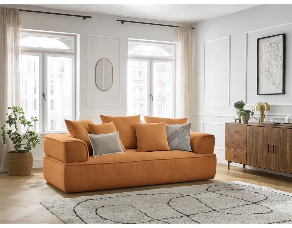 Musztardowa sofa z tkaniny szenilowej 237 cm Whesley – Bobochic Paris
