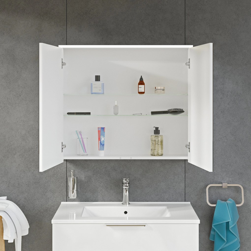 Szafka łazienkowa SOLO z oświetleniem LED i lustrem 80 cm