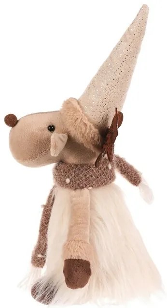 Dekoracja świąteczna Renifer, wys. 32 cm, siedzący, beżowo-brązowy