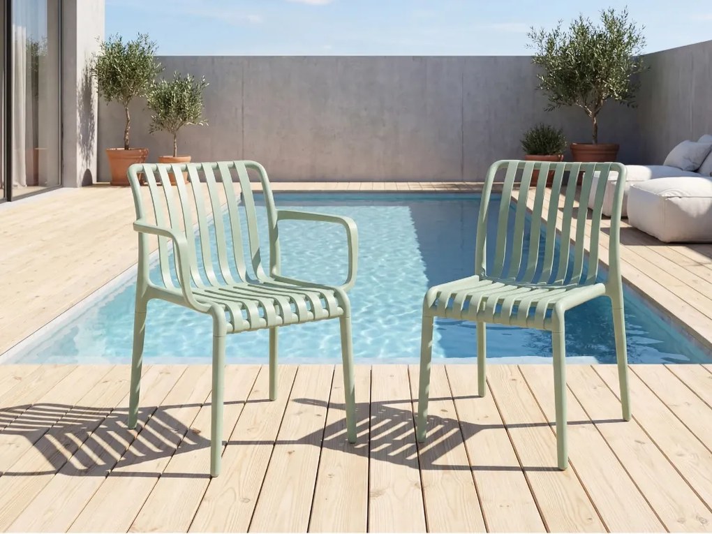 Plastikowe krzesło TREGO z podłokietnikami, zielone