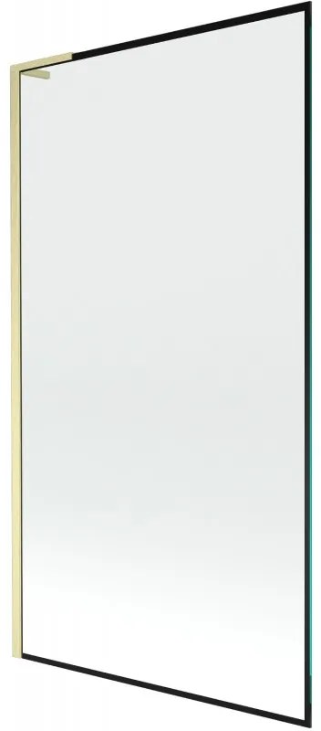 Mexen Next L parawan nawannowy 1-skrzydłowy 100 x 150 cm, czarna ramka, złoty szczotkowany - 895-100-000-03-70-55