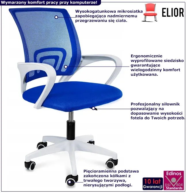 Niebieski fotel obrotowy do biurka P1-E00