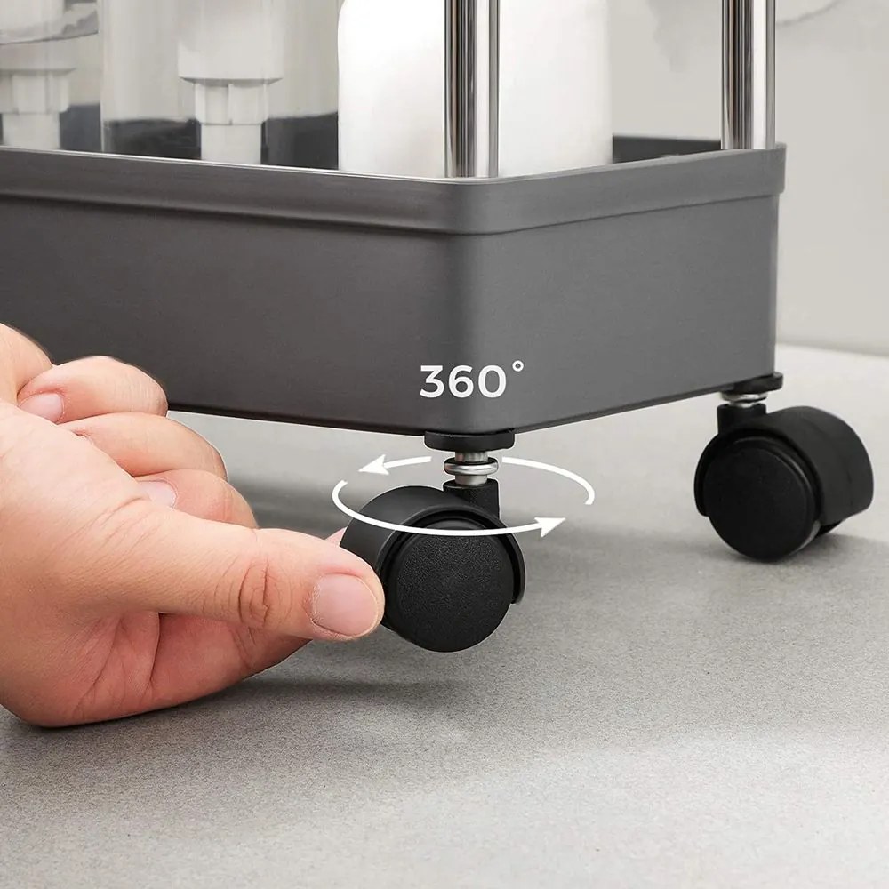 Regał na kółkach SLIM, 4 poziomy, 12,5x40x86cm, szary SongmicsHome